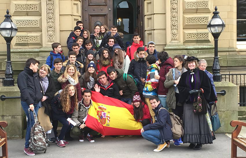 Spanish tourist group on Saltaire tour
